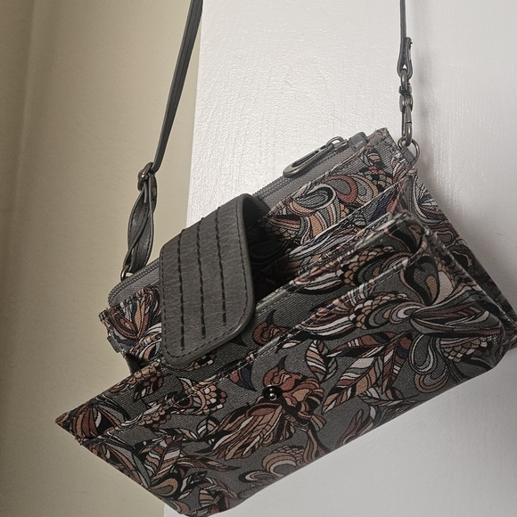 Grey Orange Patterned Sak Roots Crossbody Bag - Picture 3 of 5